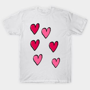 Red and Pink Hearts T-Shirt